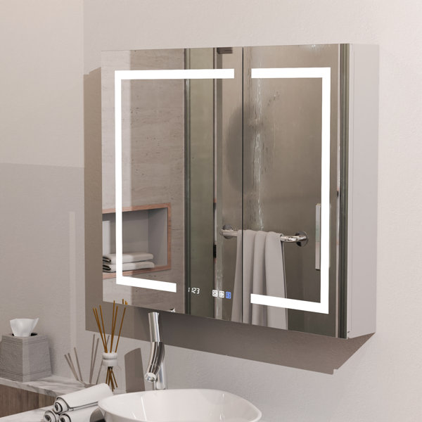 Orren Ellis 36 X 30 Inch Recessed or Surface Mount Frameless 2 Door